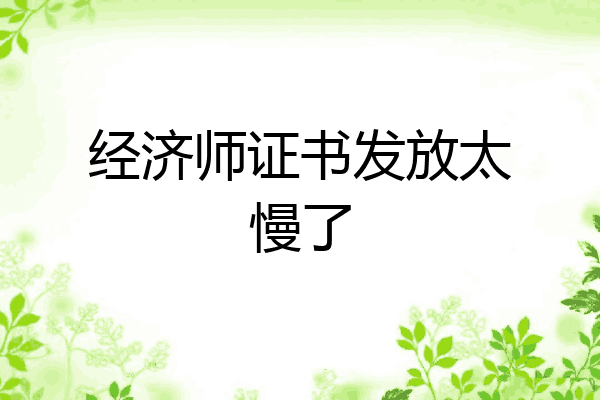 经济师证书发放太慢了
