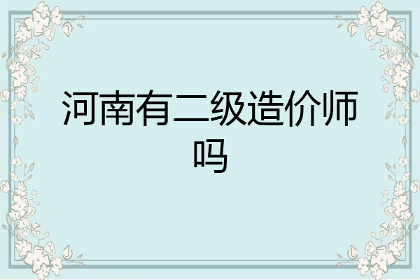 河南有二级造价师吗