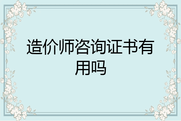 造价师咨询证书有用吗