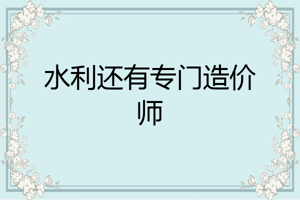 水利还有专门造价师