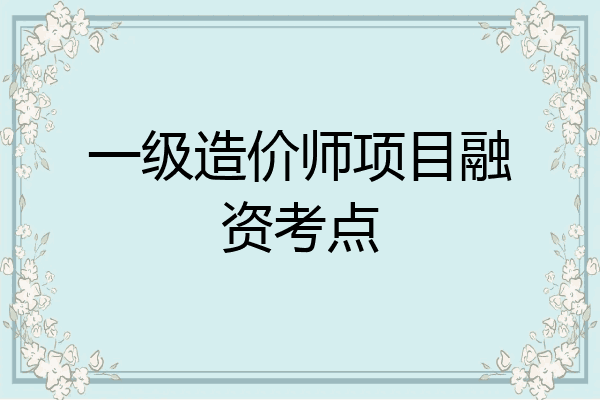 一级造价师项目融资考点