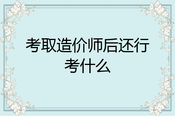 考取造价师后还行考什么