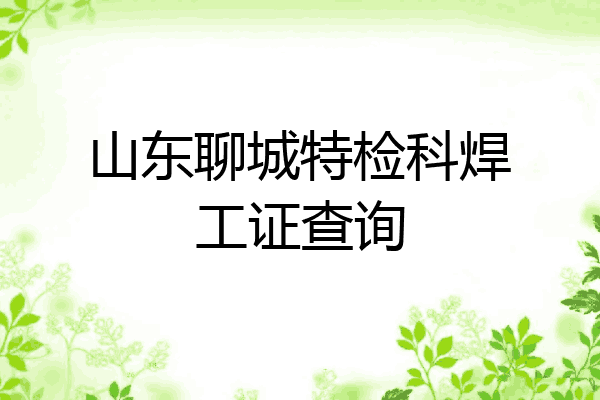 山东聊城特检科焊工证查询