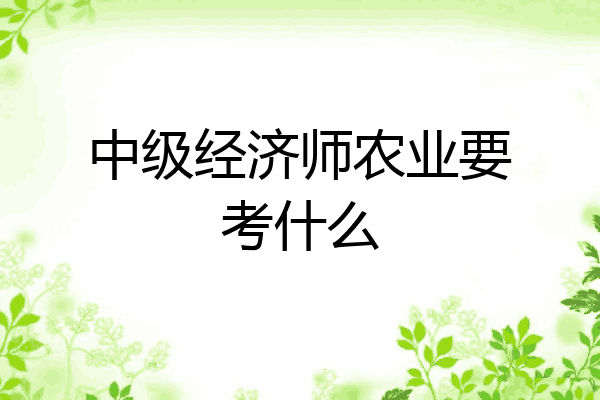 中级经济师农业要考什么