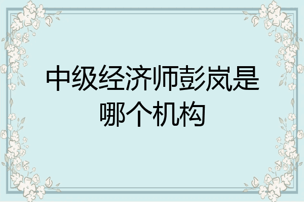 中级经济师彭岚是哪个机构