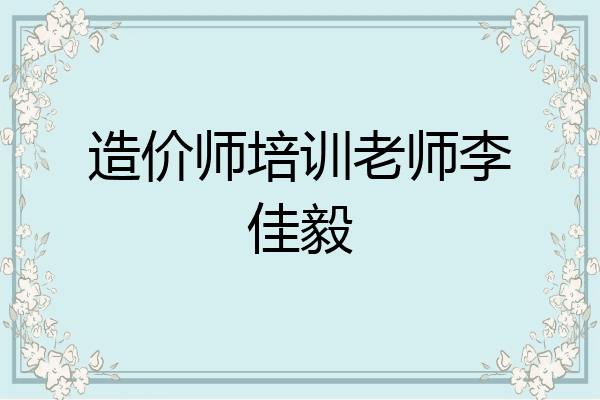 造价师培训老师李佳毅