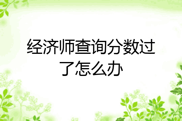 经济师查询分数过了怎么办