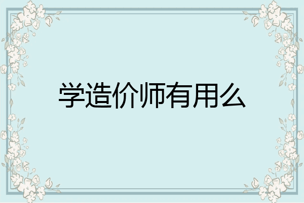 学造价师有用么