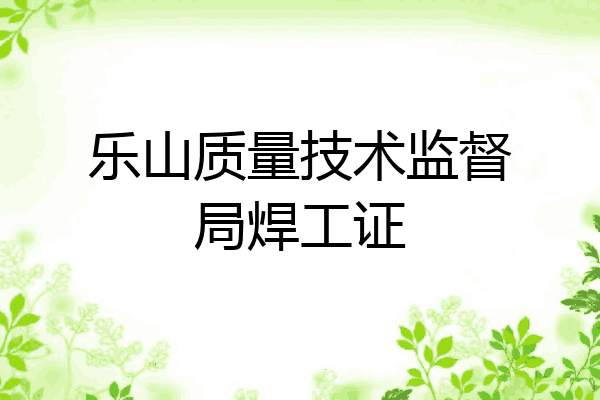 乐山质量技术监督局焊工证