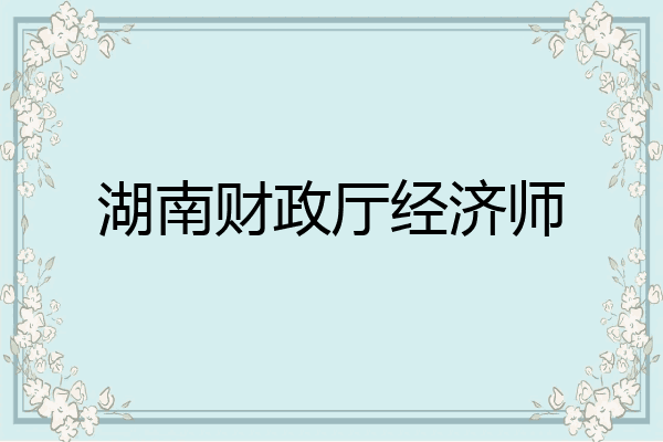 湖南财政厅经济师