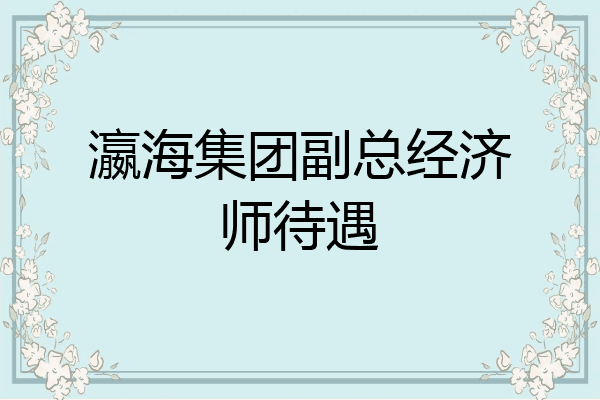 瀛海集团副总经济师待遇