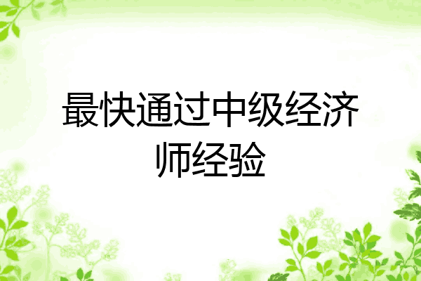 最快通过中级经济师经验