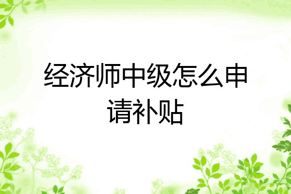 经济师中级怎么申请补贴