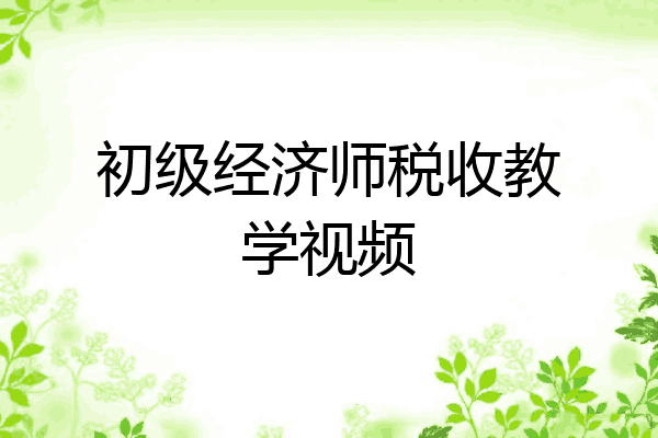 初级经济师税收教学视频