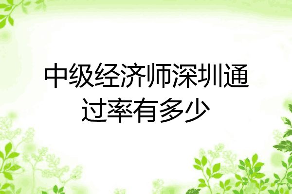 中级经济师深圳通过率有多少