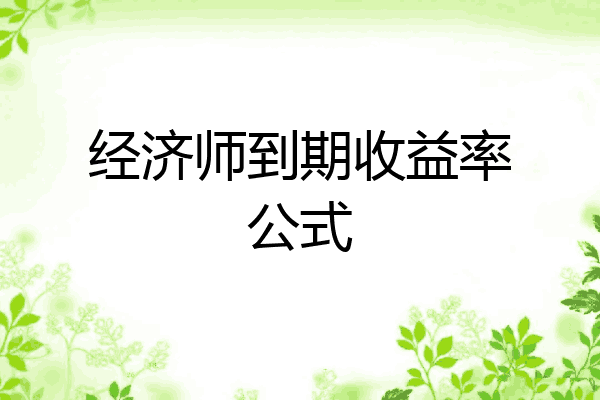 经济师到期收益率公式