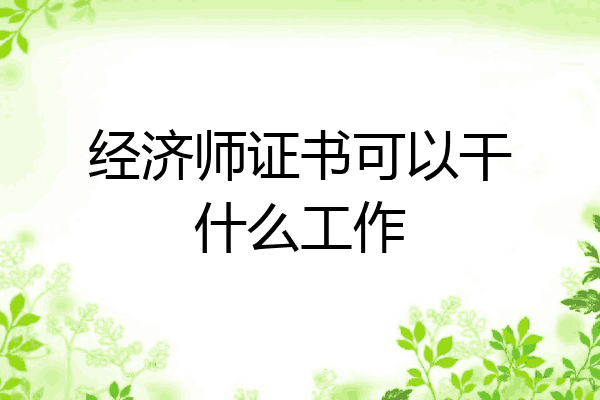 经济师证书可以干什么工作