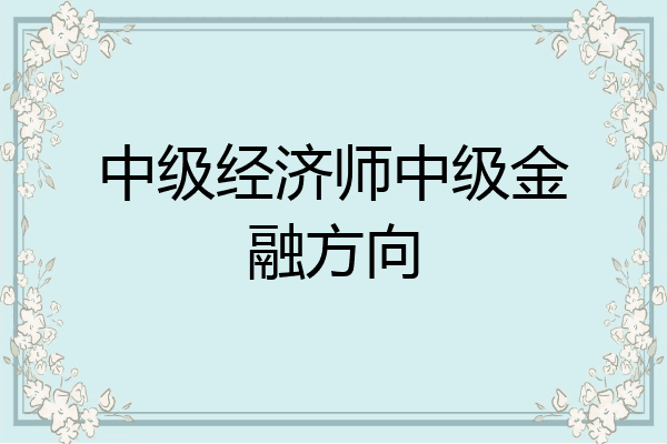 中级经济师中级金融方向