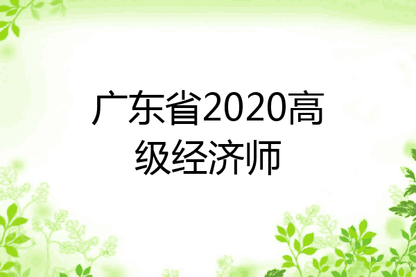 广东省2020高级经济师