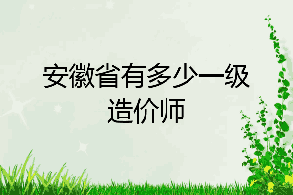 安徽省有多少一级造价师