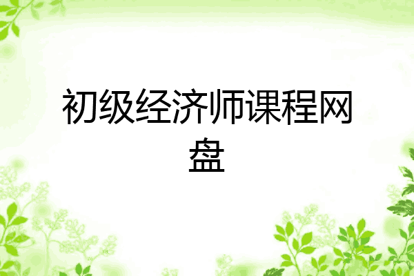初级经济师课程网盘