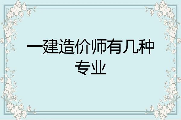 一建造价师有几种专业