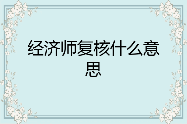 经济师复核什么意思