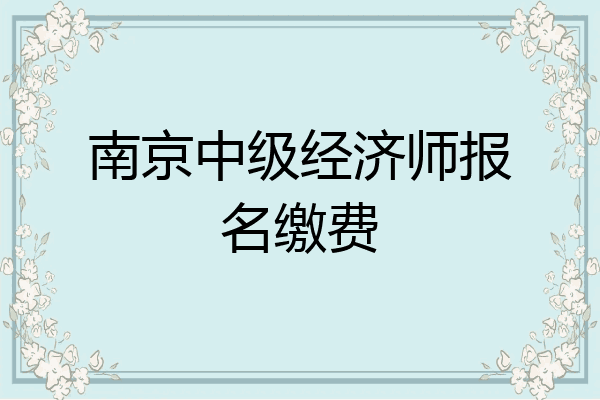 南京中级经济师报名缴费