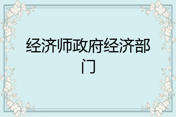 经济师政府经济部门