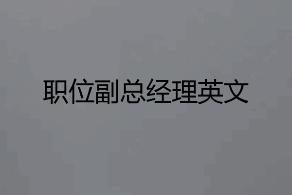 职位副总经理英文
