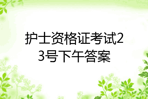 护士资格证考试23号下午答案