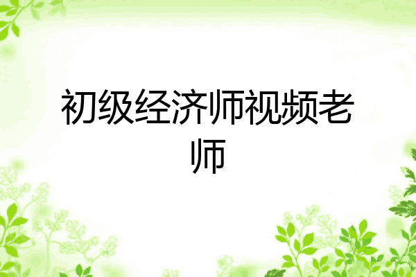 初级经济师视频老师
