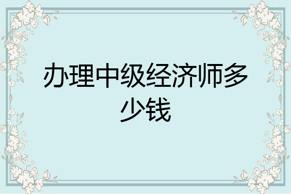 办理中级经济师多少钱