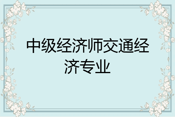 中级经济师交通经济专业