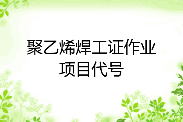 聚乙烯焊工证作业项目代号