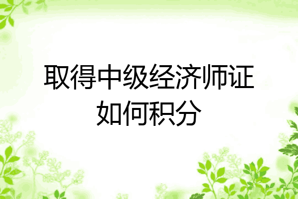 取得中级经济师证如何积分