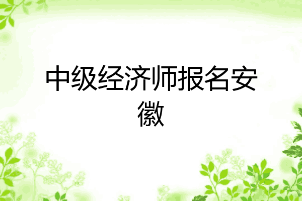 中级经济师报名安徽