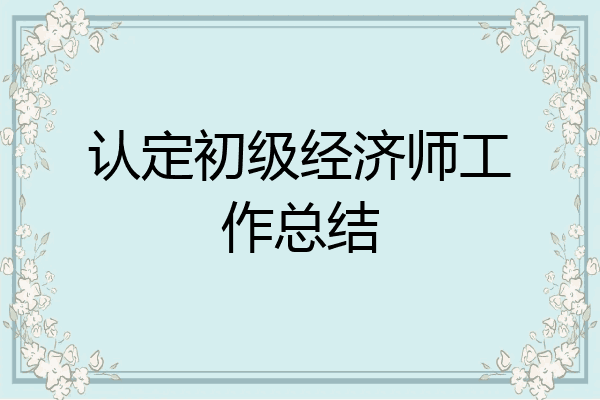 认定初级经济师工作总结