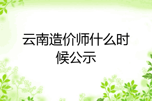 云南造价师什么时候公示