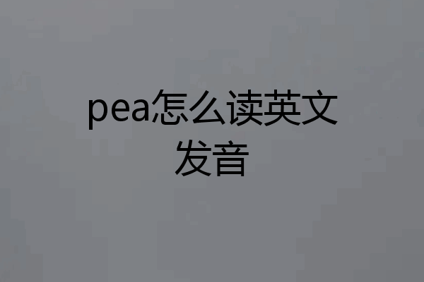 pea怎么读英文发音