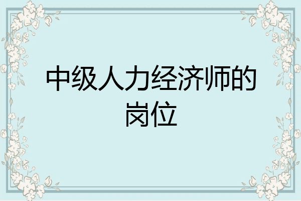 中级人力经济师的岗位