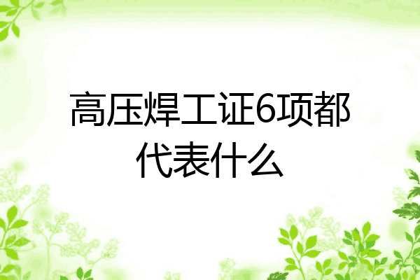 高压焊工证6项都代表什么