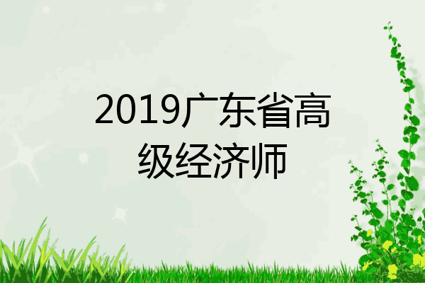2019广东省高级经济师