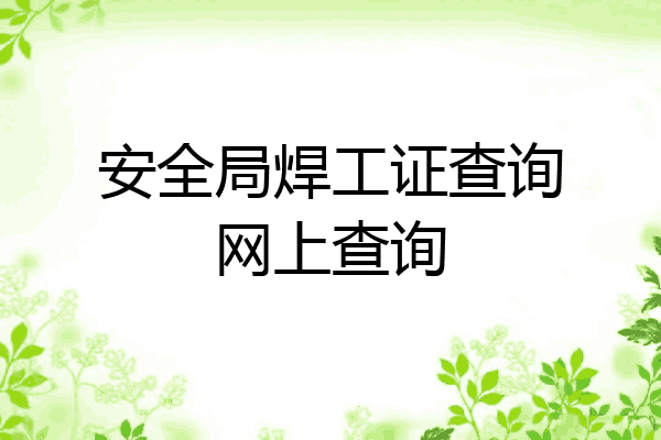 安全局焊工证查询网上查询