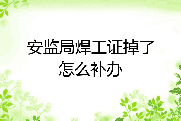 安监局焊工证掉了怎么补办