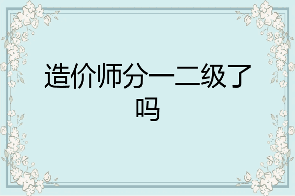 造价师分一二级了吗