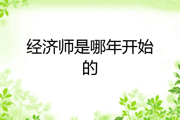 经济师是哪年开始的