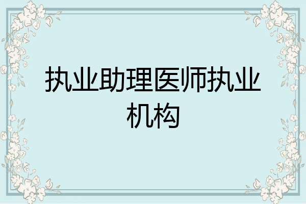 执业助理医师执业机构