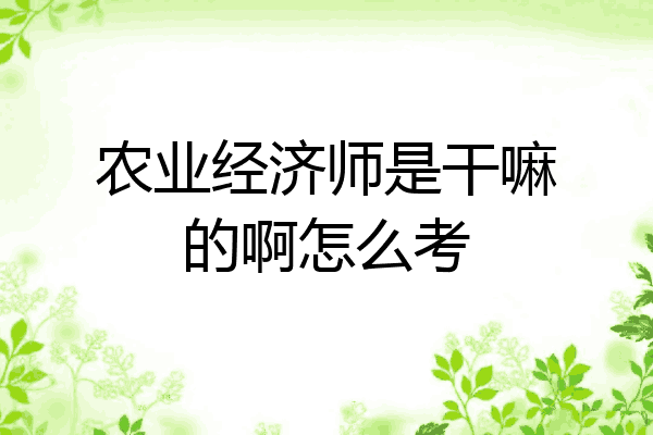 农业经济师是干嘛的啊怎么考