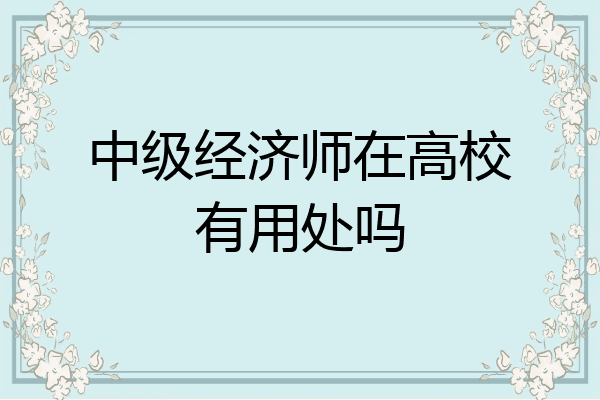 中级经济师在高校有用处吗